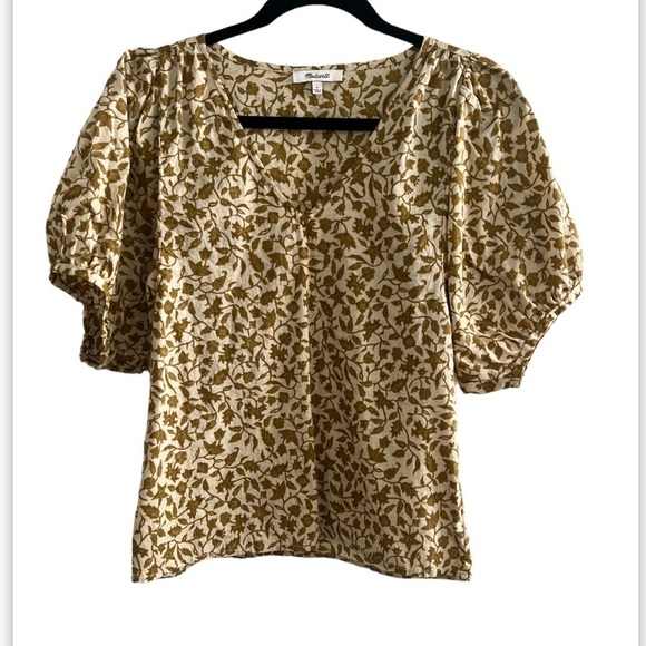 Madewell Tops - Madewell Batik Vine Floral Puff Sleeve Top